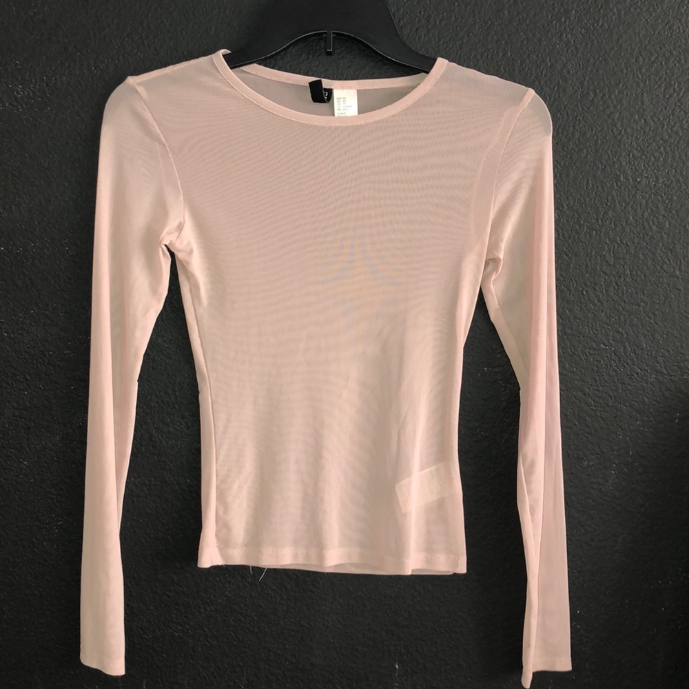Mesh baby pink long sleeve top